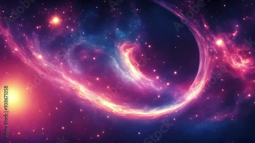 Glowing galaxies and stars passing footage video background, abstract swirls cosmic, relaxing videos, background with space