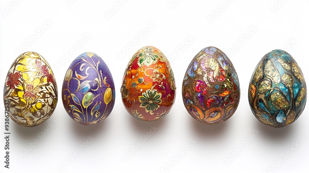 Five Decorated Easter Eggs in a Row Five Decorated Easter Eggs in a Row