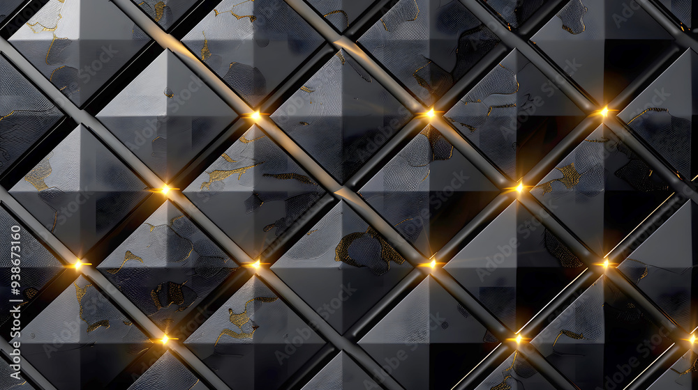 Luxury Black and Gold Quilted Leather Background with Floral Elements. Background for Packaging, Banner, Decor, Wrap, Fashion, Accessories, Web, Tile, Social Luxury Black and Gold Quilted Leather Background with Floral Elements. Background for Packaging, Banner, Decor, Wrap, Fashion, Accessories, Web, Tile, Social