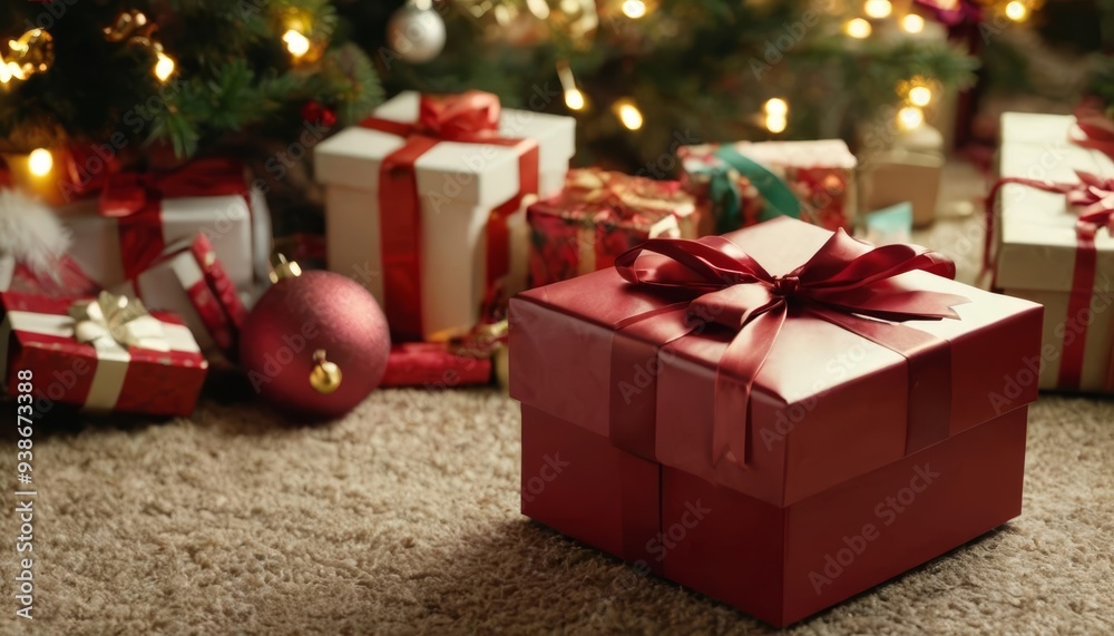 Joyful Christmas presents under the tree Joyful Christmas presents under the tree