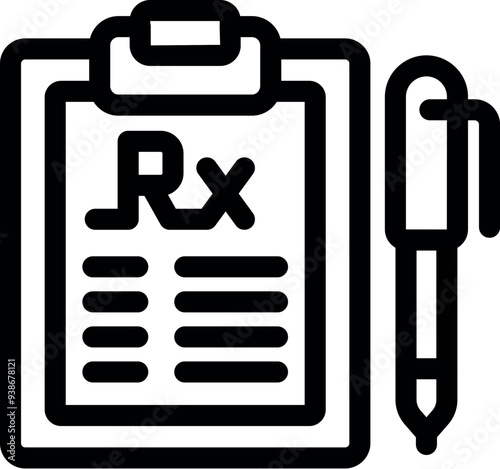 This icon represents the act of prescribing medication, often performed by a healthcare professional