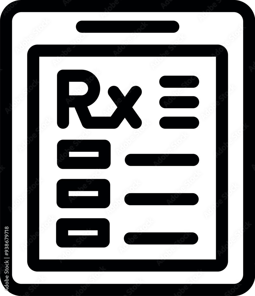 Bold icon of a medical prescription on a digital tablet, representing the concept of online pharmacies and e prescriptions Bold icon of a medical prescription on a digital tablet, representing the concept of online pharmacies and e prescriptions