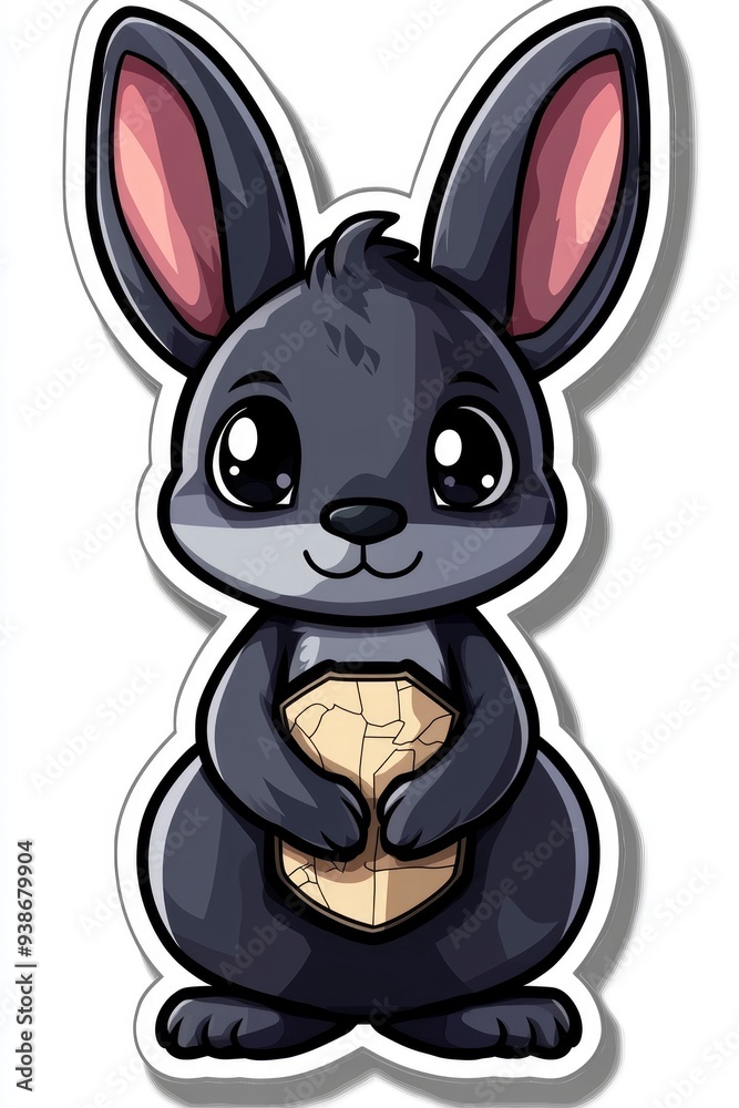 Cute Cartoon Rabbit Holding a Map Cute Cartoon Rabbit Holding a Map
