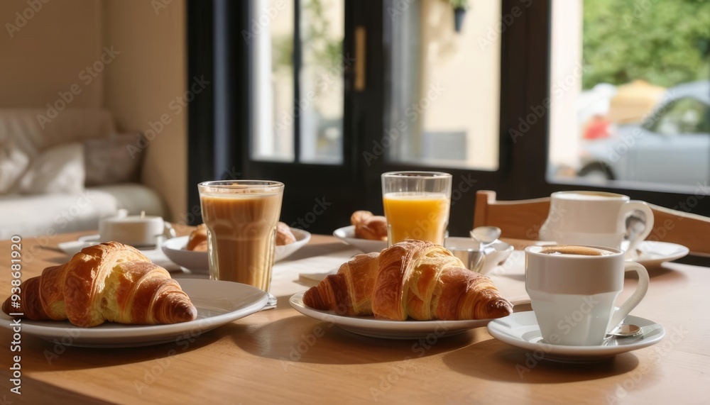 custom made wallpaper toronto digital Delightful breakfast setting with croissants and coffee