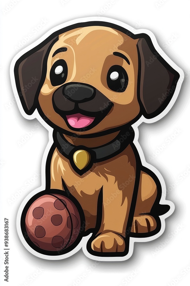 custom made wallpaper toronto digitalAdorable Cartoon Pug Puppy Playing with a Ball