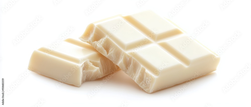 A piece of white chocolate is cut in half A piece of white chocolate is cut in half