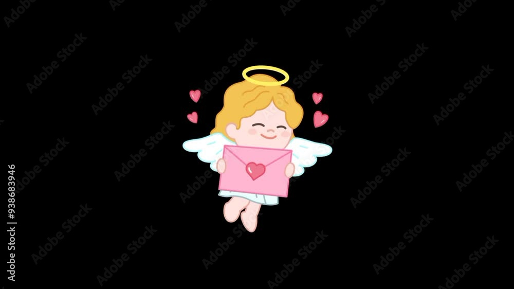 Baby angel icon 4K animation. Flying angels with arrows and bow Baby angel icon 4K animation. Flying angels with arrows and bow