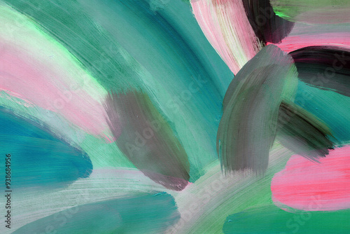 Picturesque Green pink acrylic painting texture. Hand painted background.