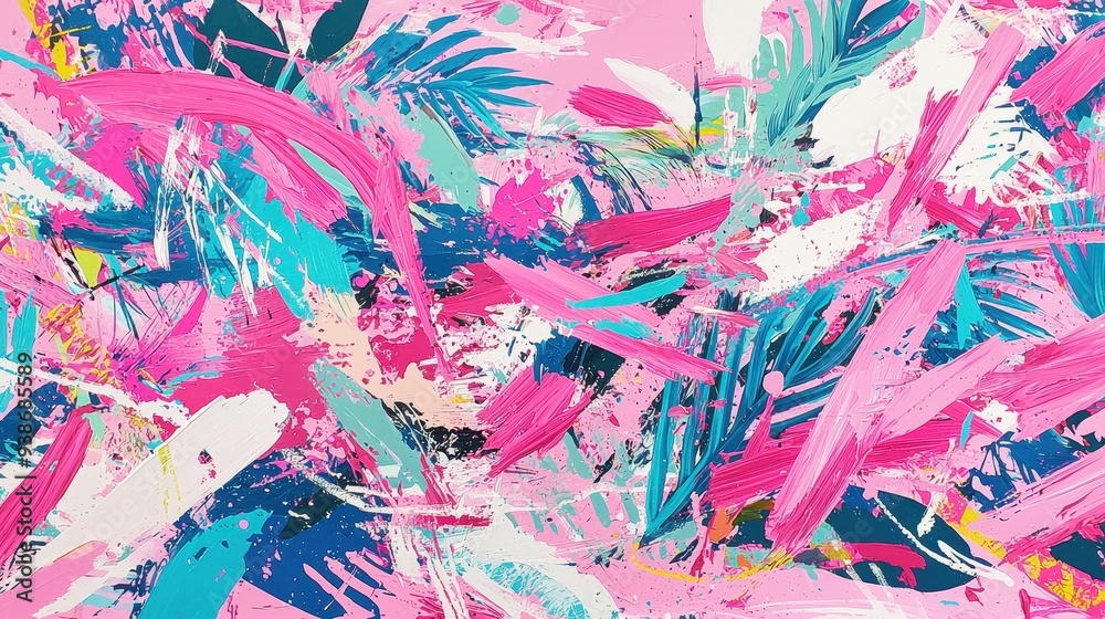Abstract Art with Pink Blue and White Paint Strokes Abstract Art with Pink Blue and White Paint Strokes