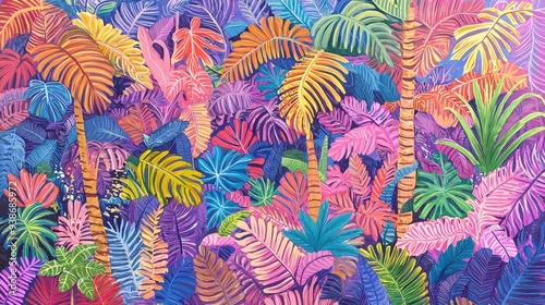 Vibrant Tropical Leaves Pattern