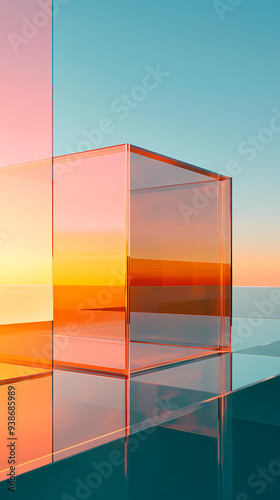 Colored glass cube