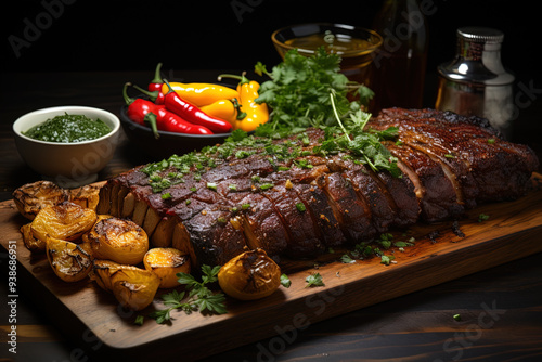 Churrasco meat dish of Latin American cuisine illustration