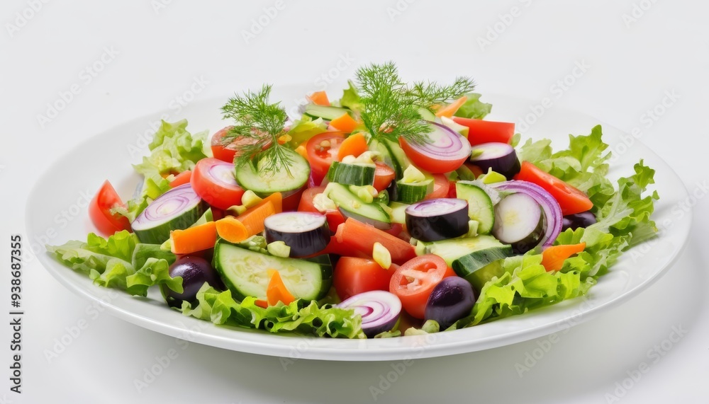 Fresh and colorful salad on a white plate Fresh and colorful salad on a white plate