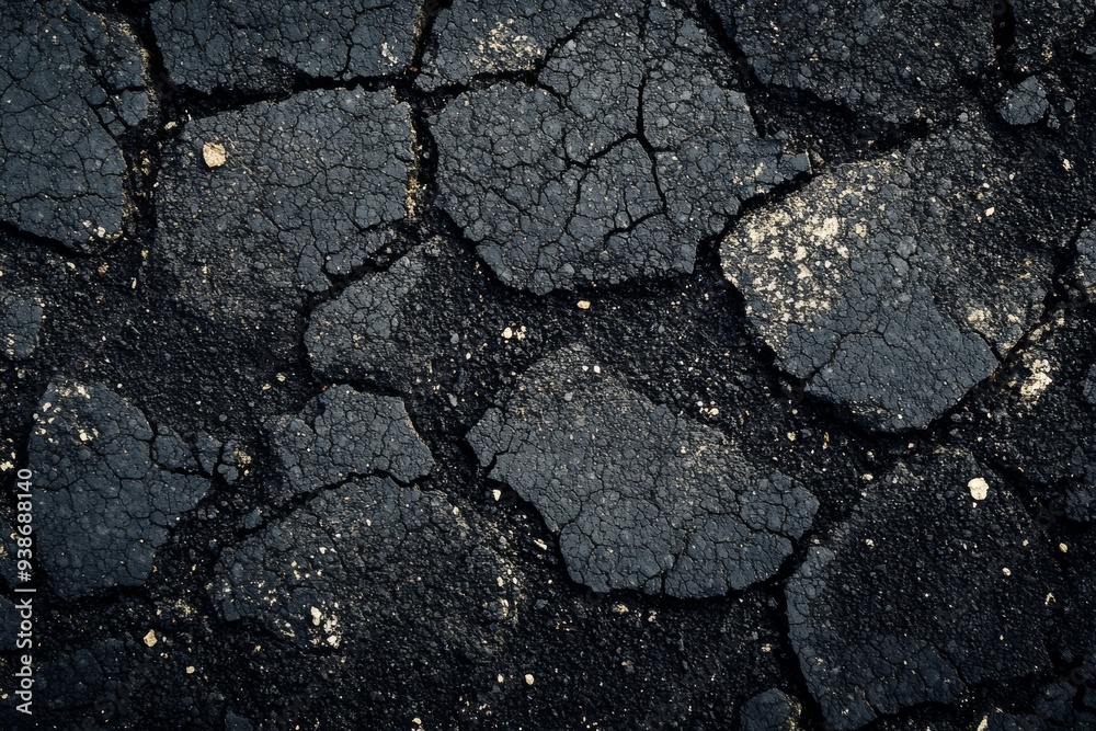 Obraz premium Cracked Black Asphalt Texture Background