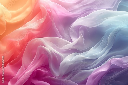 Pastel colored fabric forming abstract shapes background