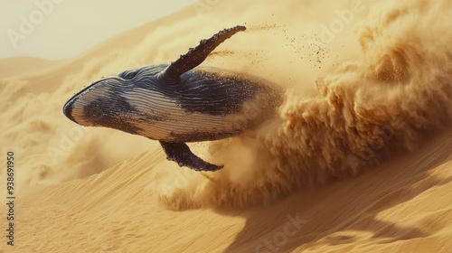 A Whale Leaping Through a Desert Sandstorm photo