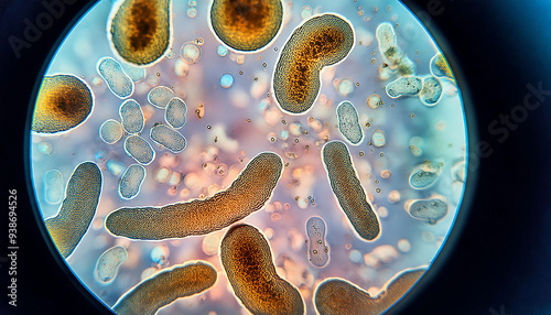 Protozoa seen under a microscope. high resolution image. copy space for information or text