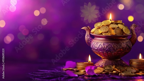 Illustration of mandala and karwa chauth elements, pooja thali. Happy karwa chauth to all married couples in India. Ai generated image photo