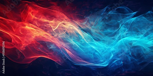 A red and blue flame with a blue and red swirl