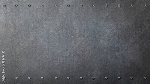 リベットのある古い金属板の背景テクスチャー