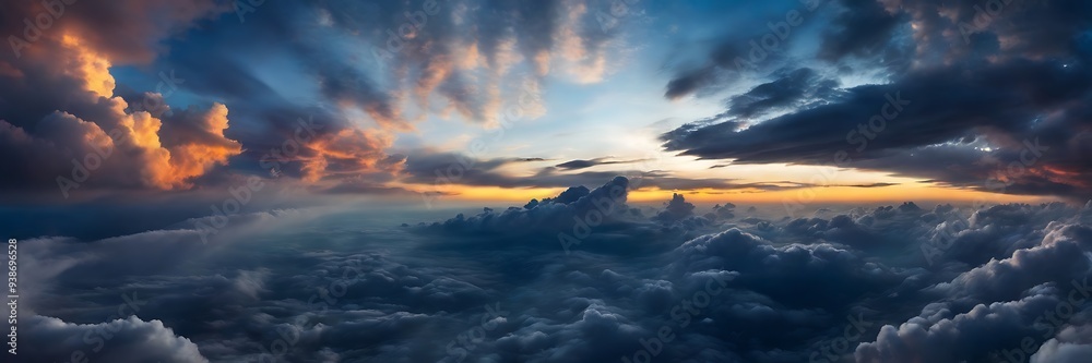 Fototapeta premium panorama, cloudy, cloudscape, landscapes, sky, sun, light, sunlight, beauty, background, nature, atmosphere, sunset, heaven, sunrise