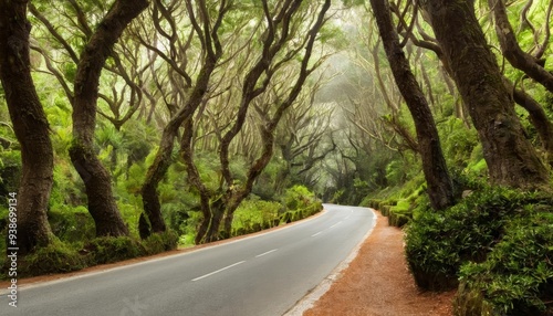  Enchanted forest road inviting a journey into the unknown