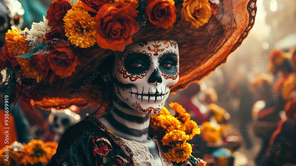 Illustration of DÃa de los Muertos celebration with Vibrant Sugar Skulls. Ai generated image Illustration of DÃa de los Muertos celebration with Vibrant Sugar Skulls. Ai generated image