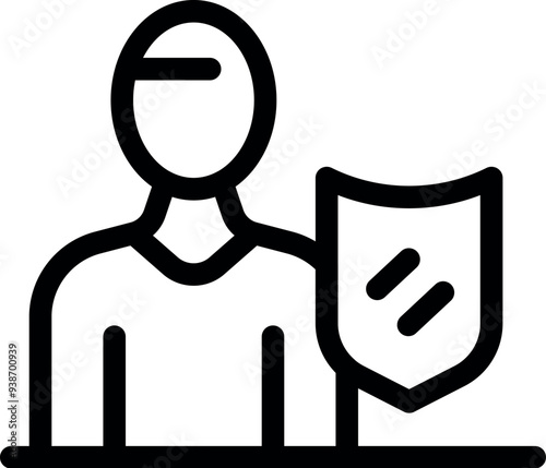 Businessman is holding a shield, protecting himself from virus, malware, risk and attack