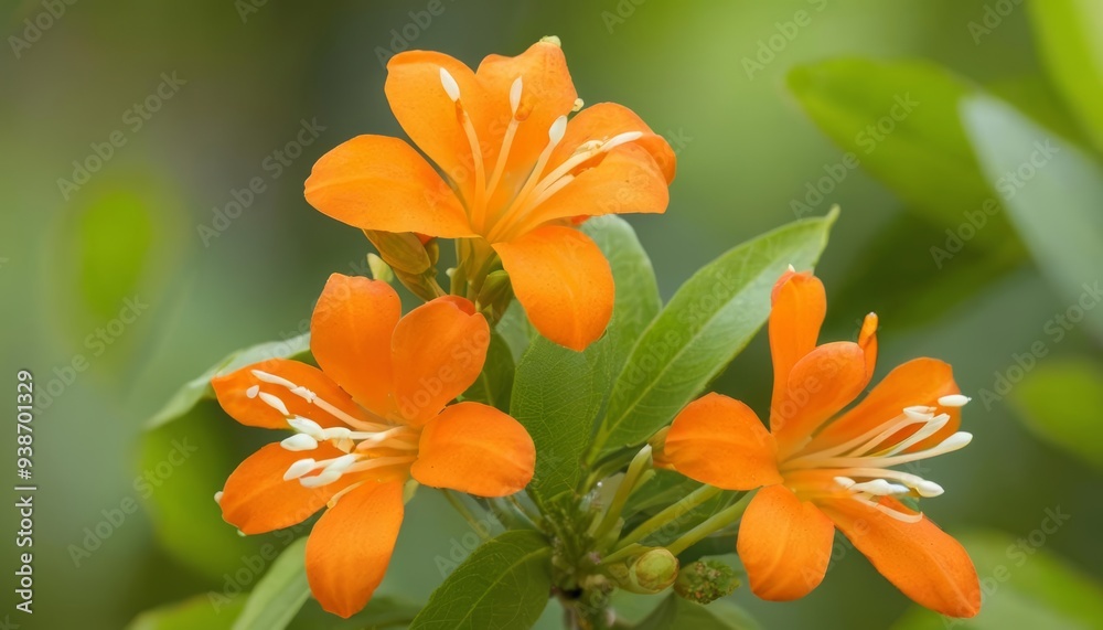 Fototapeta premium Vibrant orange flower blooming in nature