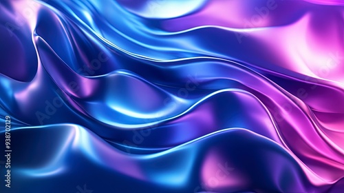 3D background with flowing abstract shapes, vibrant gradients of blue and purple, soft lighting creating depth and shadows, a sense of motion and energy. Generative ai