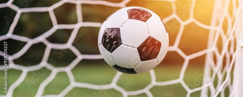 A 3D effect of a soccer ball flying towards the goal, 3D effect, soccer ball, sports