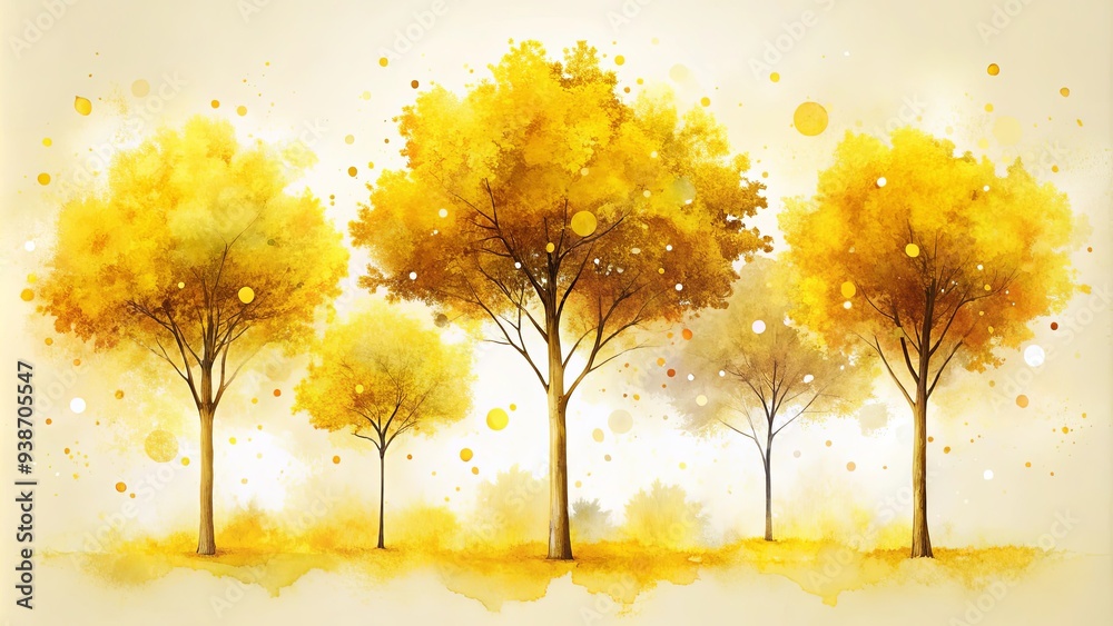 Yellow abstract trees with watercolor splashes, yellow, abstract, trees, watercolor, painting, art, nature, vibrant Yellow abstract trees with watercolor splashes, yellow, abstract, trees, watercolor, painting, art, nature, vibrant