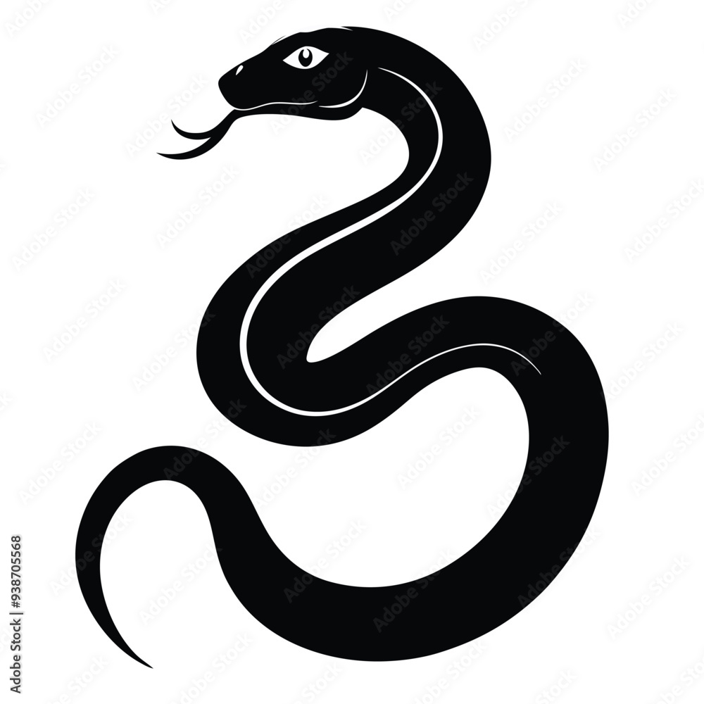 Obraz premium Stylish Baird’s Rat Snake Silhouette Vector Design on a White Background