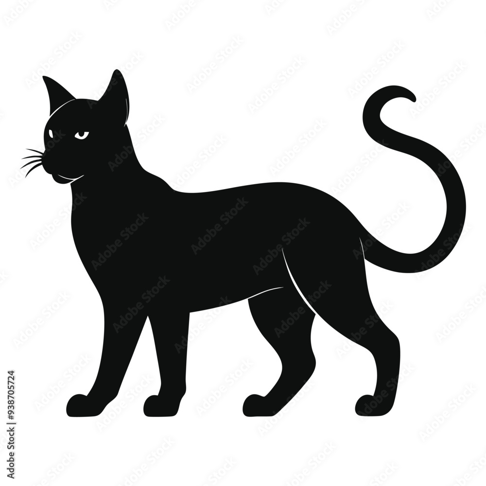 Cat Silhouette Vector on a White Background Cat Silhouette Vector on a White Background