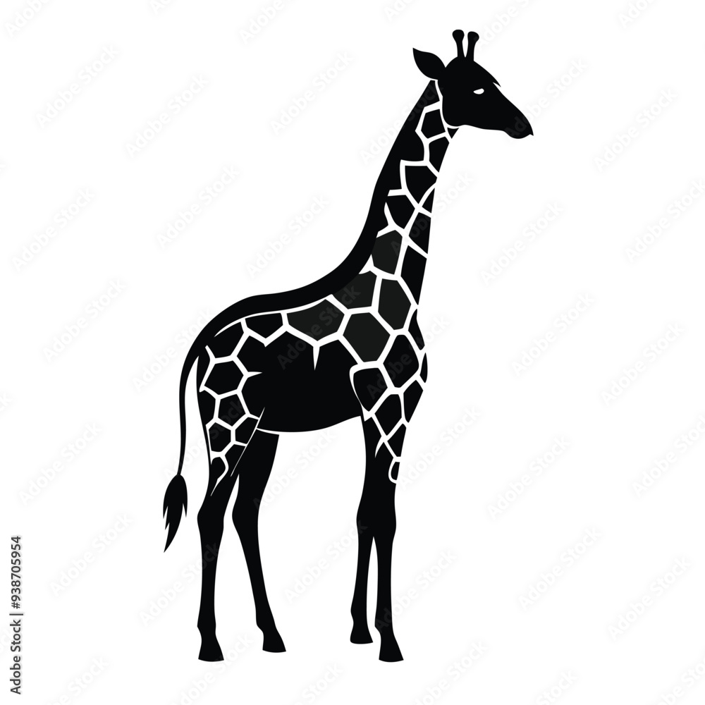 Obraz premium Stylish Giraffe Silhouette Vector Design on a White Background