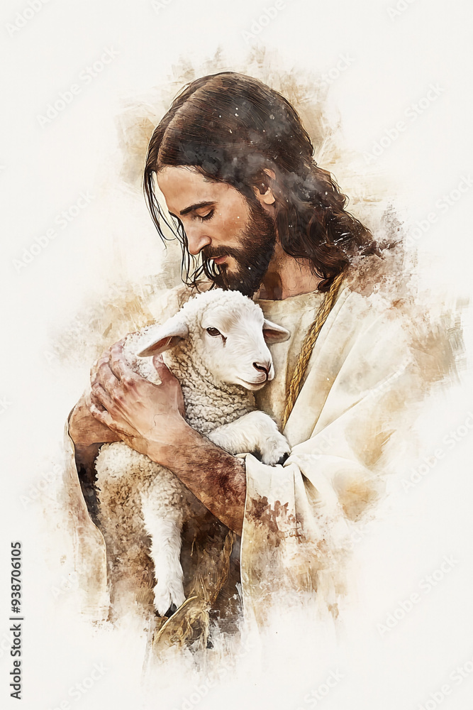 Watercolor illustration of Jesus. Watercolor illustration of Jesus.