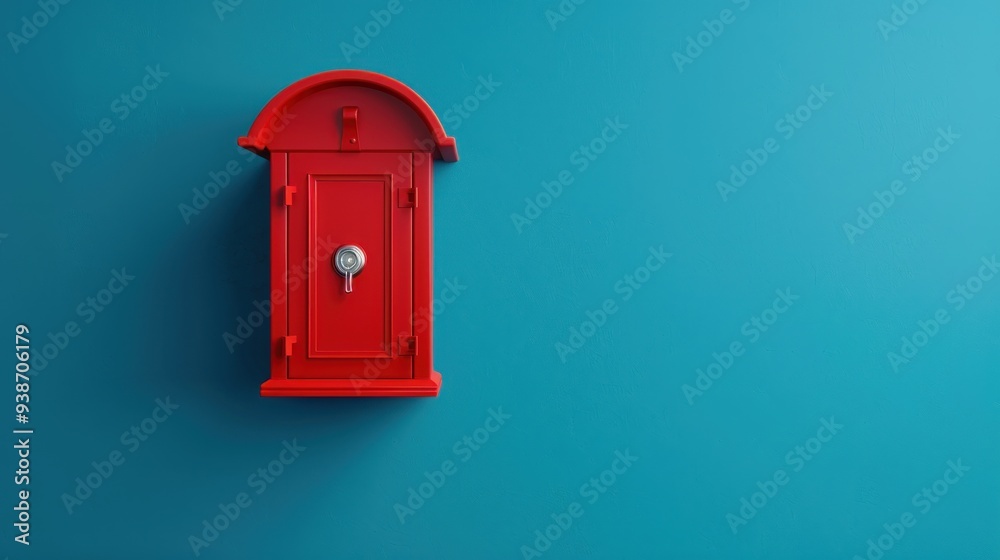 Red Safe on a Blue Wall