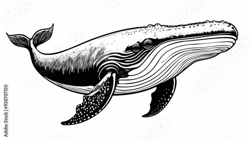 Whale Sketch Style Animal Face Fish
