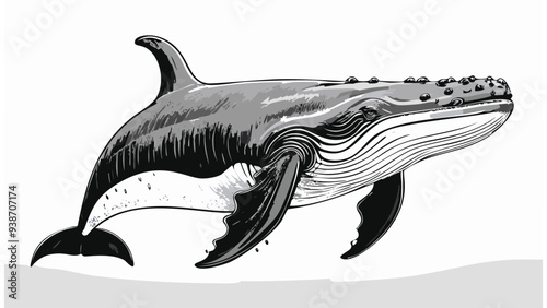 Whale Sketch Style Animal Face Fish
