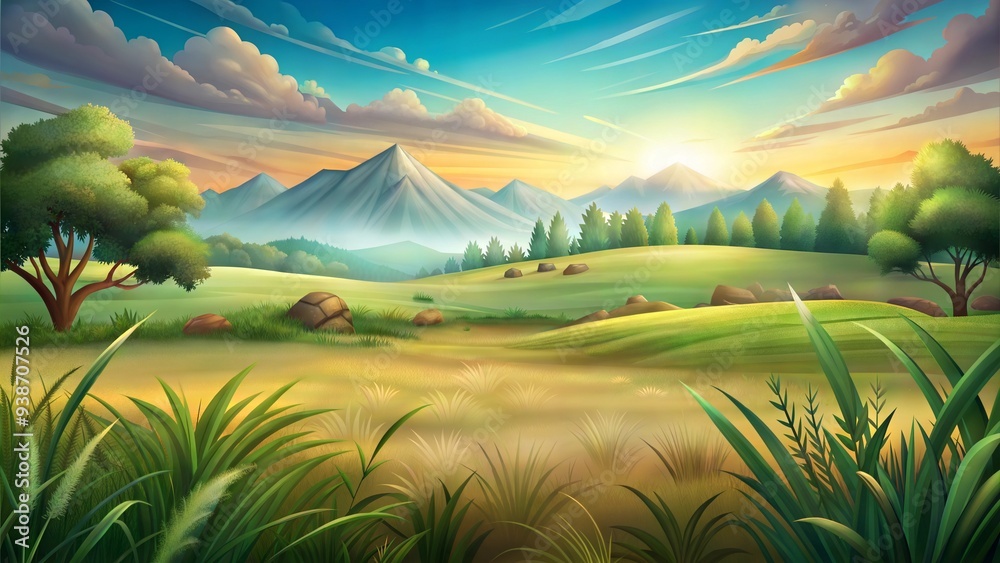Obraz premium a grassland environment illustration background
