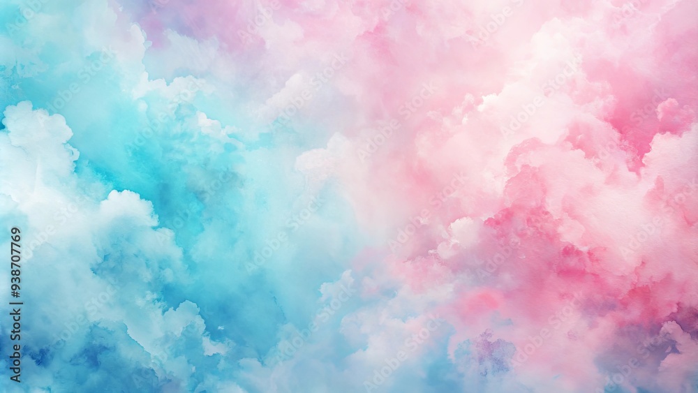 Fototapeta premium Delicate watercolor texture in cotton candy pink and sky blue creating dreamy backdrop, watercolor, texture, swirl