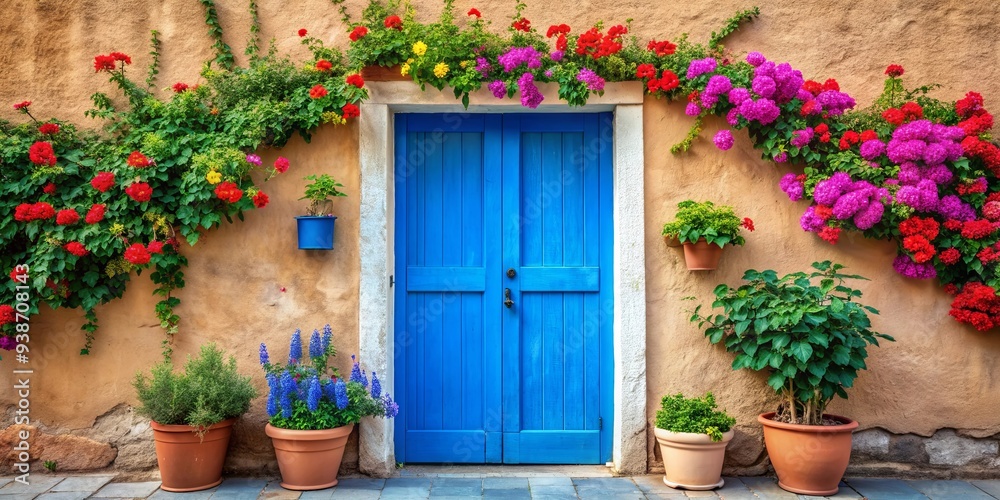 Blue beautiful door with flowers, blue, beautiful, door, flowers, entrance, vibrant, colorful, aesthetic, exterior, architecture Blue beautiful door with flowers, blue, beautiful, door, flowers, entrance, vibrant, colorful, aesthetic, exterior, architecture