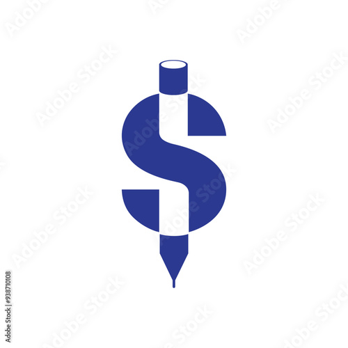 Letter S logo design with pencil symbol