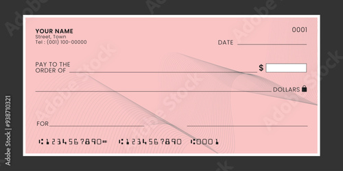 Blank bank cheque check voucher mockup template vector.