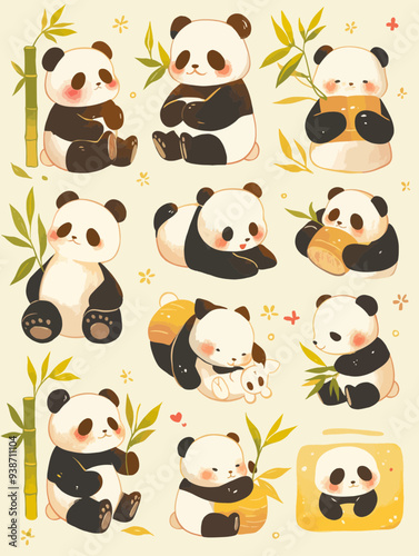 "Cuddly Cuteness! Anthropomorphic Panda Series, Blending Nature's Charm with Heartwarming Humanity"