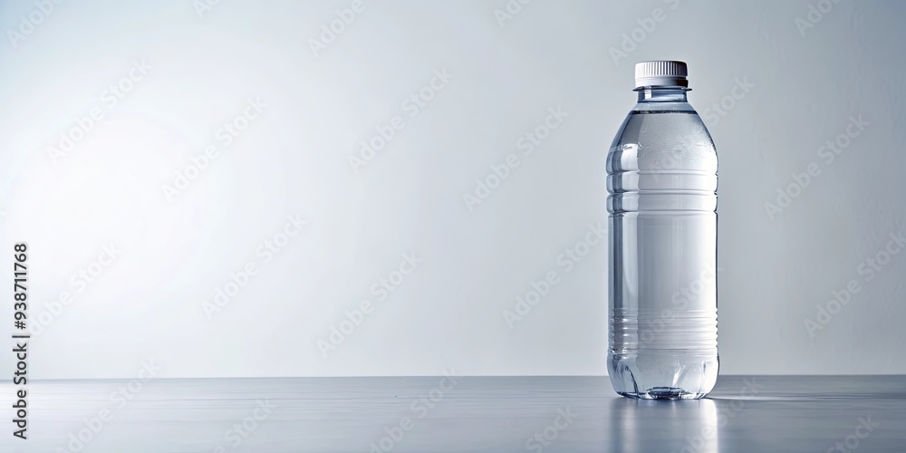 A simple and minimalistic composition featuring a clear bottle of water on a white background, still life, water, bottle A simple and minimalistic composition featuring a clear bottle of water on a white background, still life, water, bottle