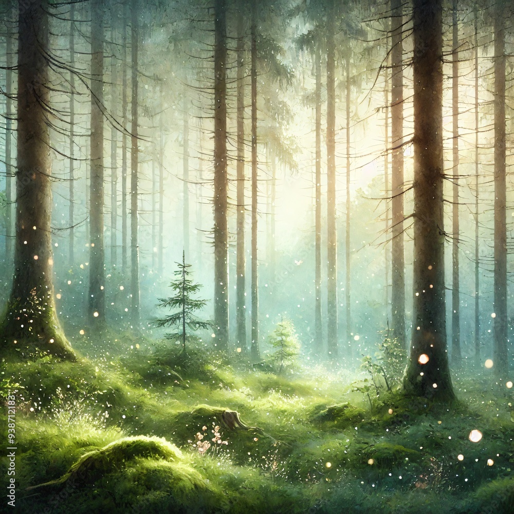 Fototapeta premium Enchanted Forest at Sunrise