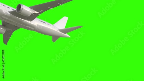 airplane take off on a green screen background