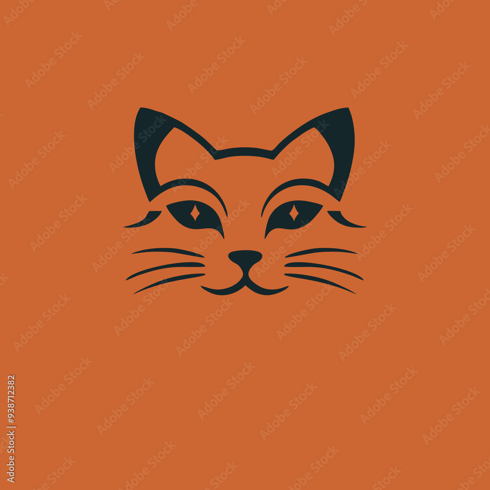 illustration of a cat orange background vector illustration of a cat orange background vector