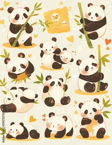 "Cuddly Cuteness! Anthropomorphic Panda Series, Blending Nature's Charm with Heartwarming Humanity"